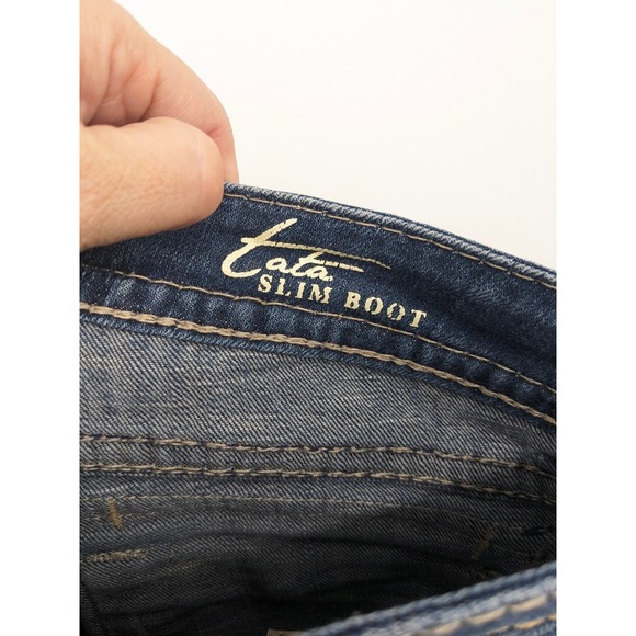 Mek Denim Slim Boot Jeans Women 29x36 Blue Stretch Dark Wash Embroidered Western - Picture 6 of 11